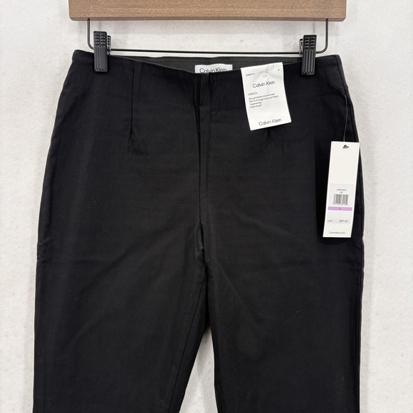 Calvin Klein Pants Womens 6 Black Stretch Slim Tapered Ankle Pull On Career NWT - Picture 2 of 16